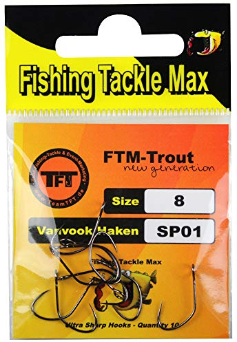 FTM Spoonhaken ohne Widerhaken - 10 Forellenhaken für Blinker, Größe:8