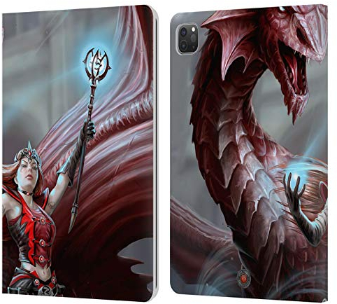 Head Case Designs Offizielle Anne Stokes Scharlachrot Zauberer Drachen Freudenschaft Leder Brieftaschen Handyhülle Hülle Huelle kompatibel mit Apple iPad Pro 11 2020/2021 / 2022