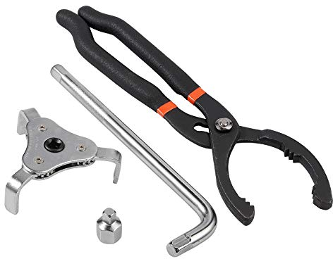 AUTOUTLET 12 Inch Oil Filter Pliers and Universal Adjustable Oil Filter Wrench Removal Tool with Either a 1/2 Bending Tool, 3PCS Suitable for Most Common Sizes Car and Engine Oil Filters