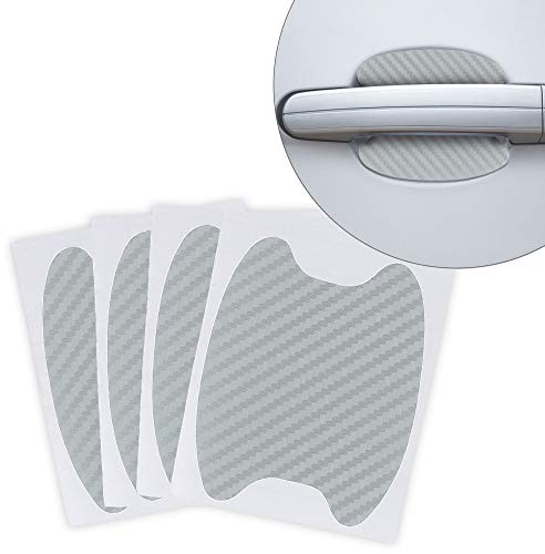 kwmobile 4X Universal Auto Türgriff Lackschutzfolie - selbstklebend - Carbon Schutzfolie Griffmulden Silber - 6,8 x 8,5 cm