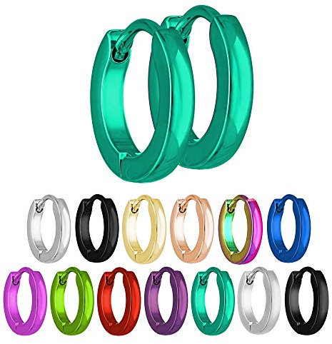 Treuheld® | Schmale Creolen Ohrringe aus Edelstahl | Petrol | Größe: 2mm x 16mm