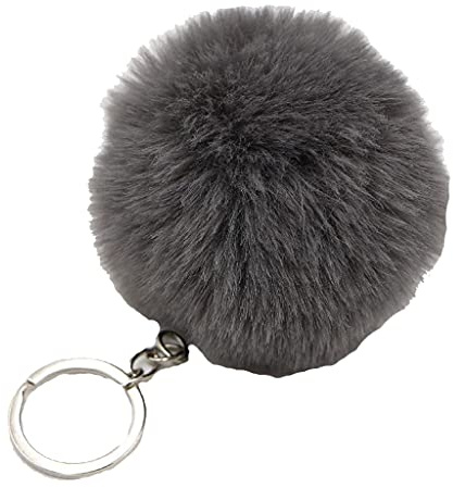 Generic Flauschiger Plüsch Pom Pom Schlüsselanhänger Kunstpelz Pompoms Ball Anhänger Charm Tasche Schlüsselanhänger Schwarz