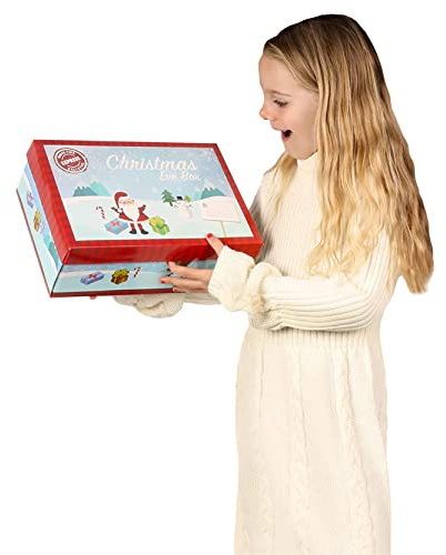 Heiligabend Boxen Weihnachtszeit Geschenkbox mit Verzierung mit Weihnachtsmann, Schneemann und Rentier (mittlere Box – 1 Stück)