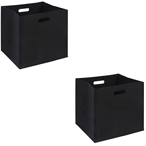 IDIMEX Faltbox Felt, schöne Aufbewahrungsbox mit Filzstoff, praktische Ordnungsbox im 2er Pack, Zeitlose Stoffbox in schwarz