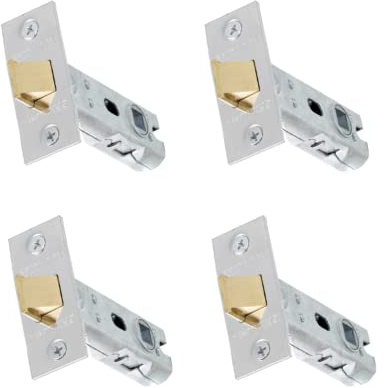 UAP 4 Sets 75mm Tubular Latch Square - Door Latches for Internal Doors Square Corners, Tubular Door Mortice Latch, Door Hardware Polished Stainless Steel Finish (4 Pack, 75mm, Polished Stainless)