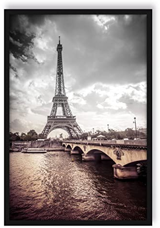 Pixxprint Eiffelturm in Paris, Poster im Bilderrahmen, Format: 38x30cm, Kunstdruck gerahmt