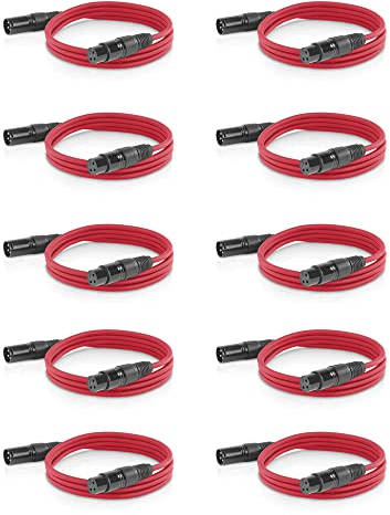 ETEC Professional 10x XLR Audio Kabel 5m - Mikrofonkabel, DMX Kabel, Symmetrische XLR Kabel für Musik, Lichttechnik, und DJ-Equipment
