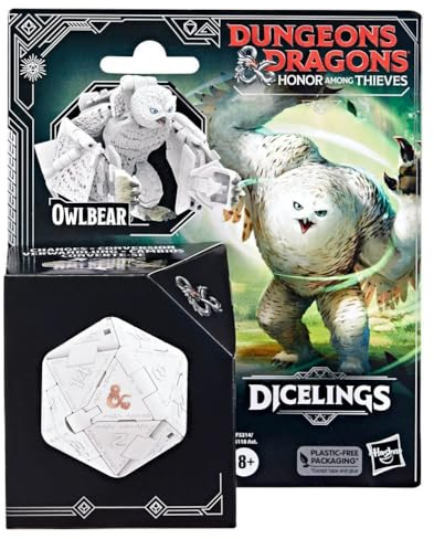 Dungeons & Dragons Hasbro L'onore dei ladri, D&D Dicelings, Orsogufo Bianco, Mostro D&D collezionabile per Adulti, Dado Convertibile, d20 Gigante, Action Figure, Gioco di Ruolo, Dado, F5214