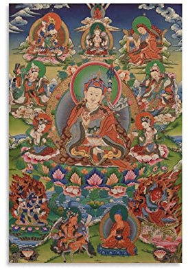 Guru Rinpoche Zweiter Buddha tibetisches Thangka Poster coole Kunstwerke Gemälde Wandkunst Leinwanddrucke Hängebild Heimdekoration Poster Geschenkidee 20 x 30 cm