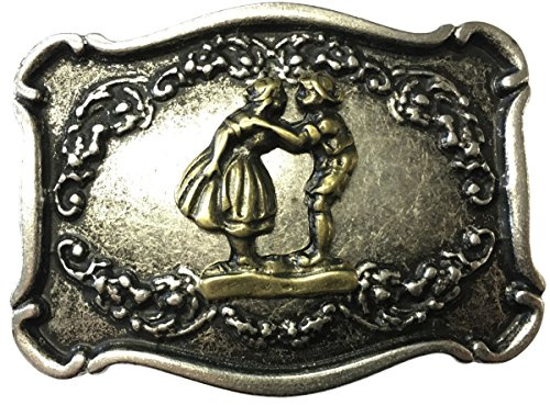 BELTINGER Gürtelschnalle Madl und Bua 4,0 cm | Buckle Wechselschließe Gürtelschließe 40mm Massiv | Für die Tracht | bicolor s/g