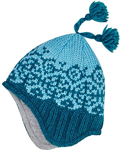 Finkid Peppi Blau - Stylische warme Kinder Strickbeanie, Größe L - Farbe Deep Teal - Smoke Blue