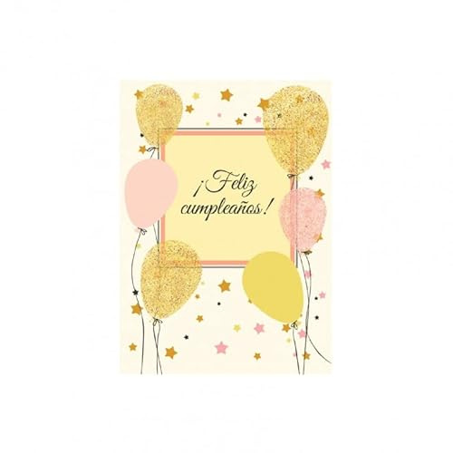 Antracita Karte zum Geburtstag Jahrestag Luftballons Glückwunsch Postkarte Happy Birthday mit Umschlag 15 x 23 cm Spanisch