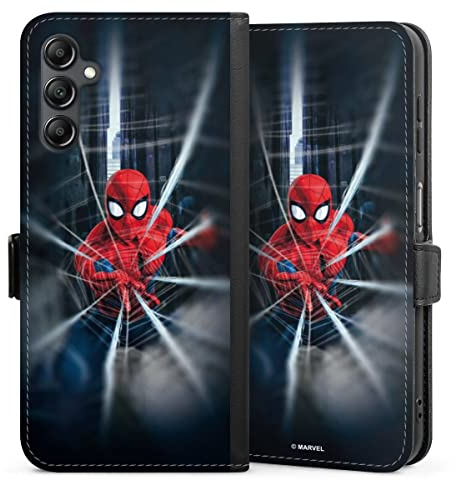 DeinDesign Klapphülle kompatibel mit Samsung Galaxy A14 5G Handyhülle aus Kunst Leder schwarz Flip Case Marvel Kinofilm Film