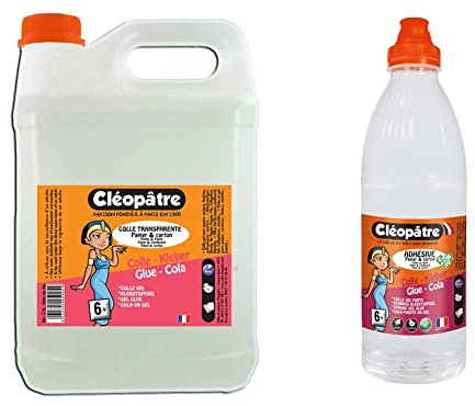 Cléopâtre - CT5L - Colle transparente - Bidon de 5 kg & AD1L - Flacon de Recharge de Colle transparente forte 1 L