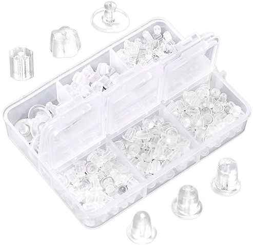 Ohrring Verschluss Silikon, 600 Stück Ohrring Stopper Durchsichtige Kunststoff Ohrring Träger Gummi Ohrringe Rücken Stopper Sicherheits Ohrring Ersatz für DIY Ohrringe
