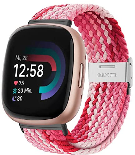 YASPARK Solo Loop Armband für Fitbit - Verstellbarer Geflochtener Elastischer Sportarmband aus Nylon für Fitbit Versa 3, 4 und Sense 2