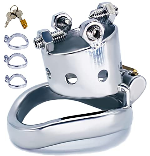 Keuschheitskäfig Herren Klein mit Nägeln Peniskäfig CBT Pain Chastity Cage Extrem Bondage Metall Keuschheitsgürtel BDSM Abstinenz Cock Cage Sex Spielzeug für Die Männer, A/3 Ring