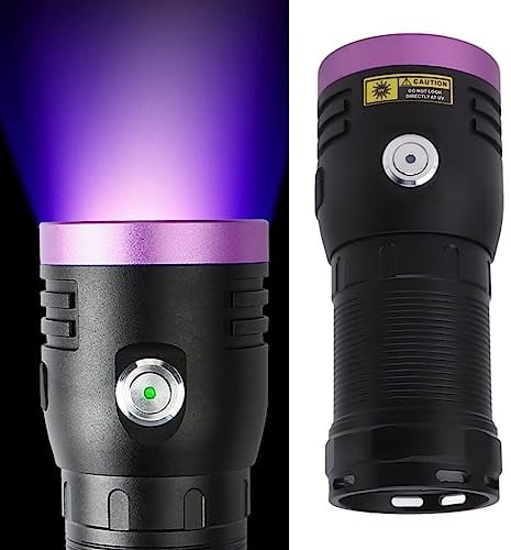 365nm UV Flashlight Detector - Mini Aluminium Alloy Handheld Torch with USB Type C Charging, 60W UV Light for Detection