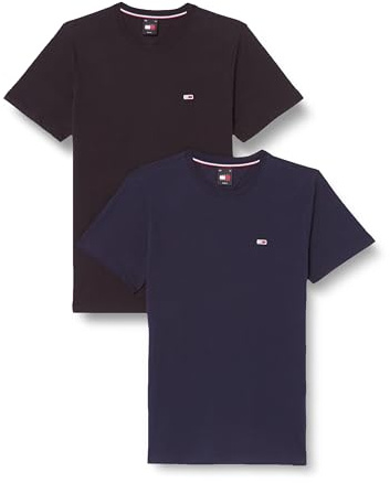 Tommy Jeans Herren TJM XSLIM 2PACK Jersey Tee EXT S/S-Strickoberteile, Dark Night Navy/Black,