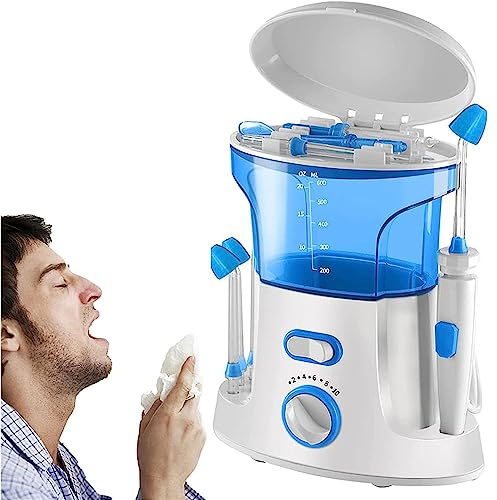 Electric Nasal Cleaner Sinus Cleaner Machine, Pulsating Nasal Irrigation Sinus Rinse System with 10 Pressure Modes Nose Cleaning Machine Electric Neti Pot for Adult & Kids, 360°Rotating Nozzle