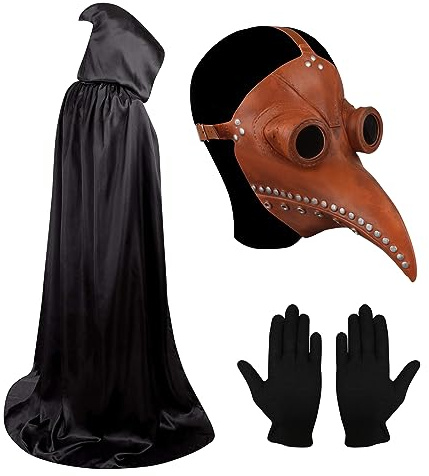 Pest Arzt Maske - Halloween Kostüm Requisiten, Steampunk Cosplay Vogel Schnabel Verstellbare Maske Mit Handschuhen
