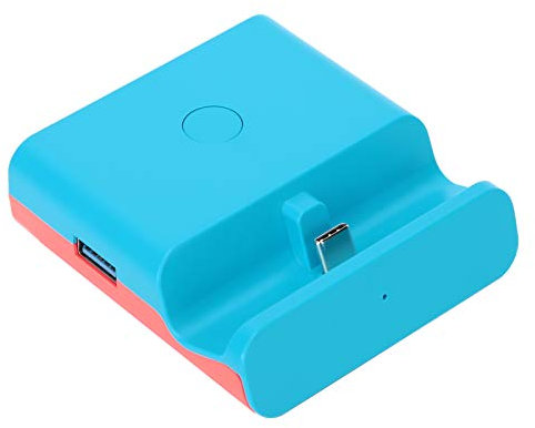Adaptateur convertisseur vidéo pour Switch/Lite, machine de jeu, mini station de chargement portable, 5 manettes de jeu filaires avec ports connectables (rouge bleuâtre)