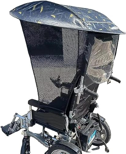 CLoxks Elektrisches Rollstuhl Regenschirm Überdachungs Markise, Rollstuhl Überdachungs Schirmständer, Seitliche Gaze, Atmungsaktiv, UV beständiger Schutz, Rollstuhl Überdachungs,Rollstuhl Ohne Griff