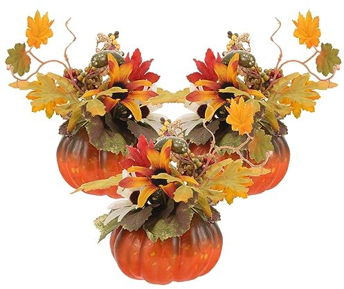 PartyKindom 3st Thanksgiving- Herbstliche Tischdeko Minipflanzen Beerendekorationen Für Weihnachten Kürbis-herzstück Für Den Tisch Künstliche Kürbisse Masse Herbstdeko Esstisch Zweig