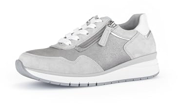 Gabor Damen Low-Top Sneaker, Frauen Halbschuhe,Wechselfußbett,straßenschuhe,Strassenschuhe,Freizeitschuhe,fumo/White/Silber,40.5 EU / 7 UK