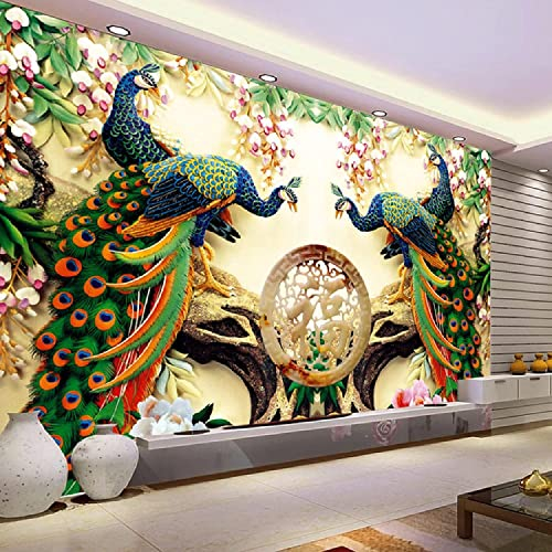 3D Wandtapete Wandbild Tapete - Tier Schöner Pfau - Abnehmbares Wandbild, Selbstklebend, Große Tapete Zum Abziehen Und Aufkleben, Heimdekoration Für Zuhause, Schlafzimmer, Innenbereich Und Tv-Hinterg