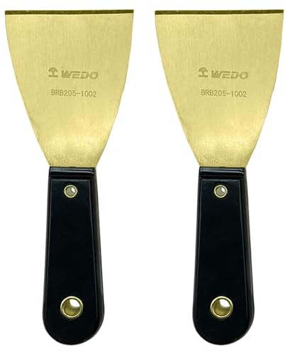 WEDO 2pcs Messing Putty Messer Set, 76mm Lackkratzer mit Bakelit Griff, Drywall Messer, Schaber Werkzeug für Gips Scraping Drywall Finishing, 200mm Länge