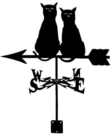 LOVIVER Cat Weather Vane Black Weathervane for Garden Metal Wind Decoration Iron Weathercock Wind Direction Indicator Professional Measuring Tools for Farm Scene Garden Farmhouse