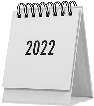 1 x Mini-Schreibtischkalender für 2022, Terminplaner, Mini-Desktop-Kalender 2021–2022, Stehkalender, Kalender 2022, Tagesplaner, PVC, Büroplatte, weiß, einfache Wohltätigkeitsorganisation