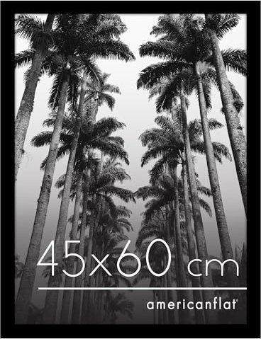 Americanflat Bilderrahmen 45x60 cm in Schwarz - 45x60 cm Rahmen mit Plexiglas-Abdeckung und Aufhängevorrichtung für Horizontale oder Vertikale Wandanzeige