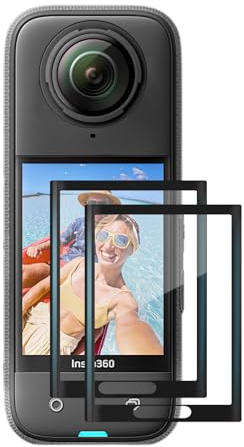 AMAZEAR Screen Protector for Insta360 X5 Accessories (2 Pack), Tempered Glass LCD Display Film Screen Protective Cover for Insta360 X4/Insta 360 X5, Ultra HD, 9H Hardness, Scratch Resistant