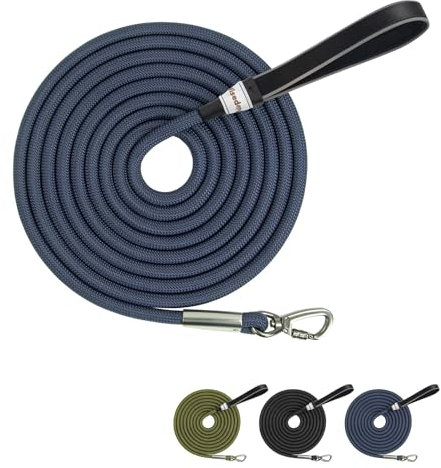 Wisedog 10m Sea Blue Tough Rope Long Line Lead with Soft Padded Handle for Dogs