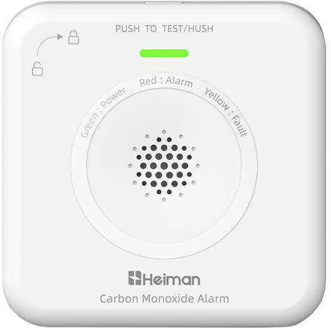 HEIMAN Detector de CO, alarma CO de monóxido de carbono, sensor de 10 años, pilas intercambiables, 85 dB, detector de monóxido de carbono para el hogar, portátil, funciona con pilas (1)