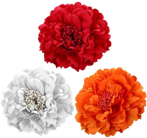 Lot de 3 pinces à cheveux en forme de fleur de pivoine, pinces crocodiles, accessoires pour cheveux, accessoires pour chapeaux en paille