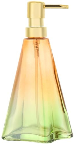 YunNasi Seifenspender Nachfüllbarer Flüssigseifen Spender aus Glas für Geschirrspülmittel Shampoo-Lotion Badezimmerarbeitsplatte Küche Waschküche (OrangeGrün)