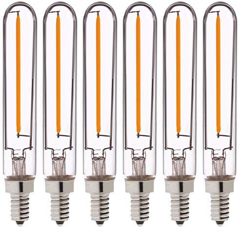 Leo's Light E14 LED Edison Lampe T20 Lange Röhren LED Lampe Dekorative Glühbirnen Dimmbar 1W(10W Halogenlampe Ersetzen) 120mm 100LM, 2200K Warmweiß für Hängeleuchten Wandleuchten 6 Stück (Clear, 1W)