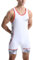Rane Sports Herren-Ringeranzug, eng anliegende Sportbekleidung, einteilig, ärmellos, für Training und Fitnessstudio, Gewichtheben-Bodysuit Weiß Schwarz XL