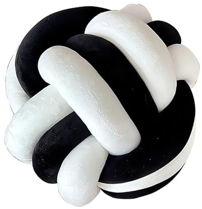 PromCaeruyn Deko Kissen Knotenkissen Dekoration Aesthetic Groß Flauschige Rund Zimmer Sofa Bett Kissen(Black+White,22cm)