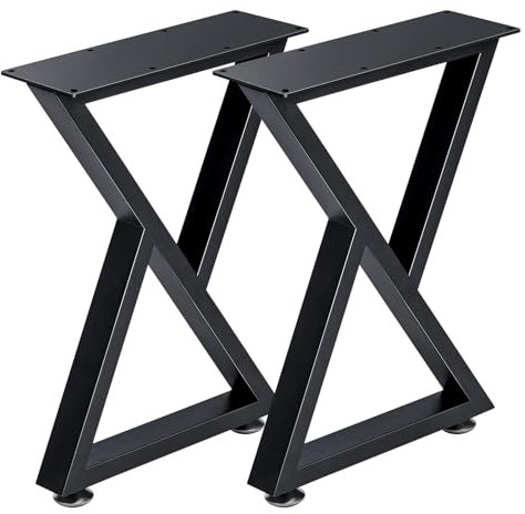Toemics Table Legs Set of 2, 40cm V Shape Height Metal Coffee Table Legs, Heavy Duty Industrial DIY Furniture Legs, Black Breakfast Bar Leg Desk Legs with Screws and Floor Protectors (Z)