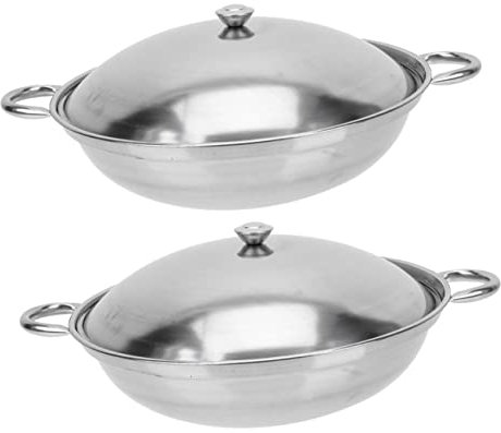 Garneck 2stücke Teiliges Edelstahl Kochtopf Mit Doppelgriffen Antihaftbeschichteter Hitzebeständiger Kochtopf Mit Deckel Vielseitig Einsetzbar Für Zuhause Restaurant Induktionsherd Geeigne