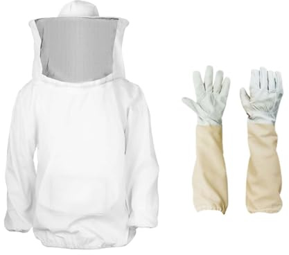 ZHYUAN Biodlarjacka med slöja, biodlingsdräkt, professionellt biodlarskydd, med skyddshandskar, säkerställer biodlarens säkerhet, professionellt förebyggande av bistick, unisex