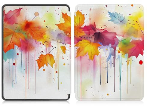 Case For 6 Kindle Paperwhite 10th Generation (Model No.PQ94WIF) 2018 Released PU Leather Case smart Sleep/Wake Kindle Paperwhite 10th Cover,Colorful Leaves
