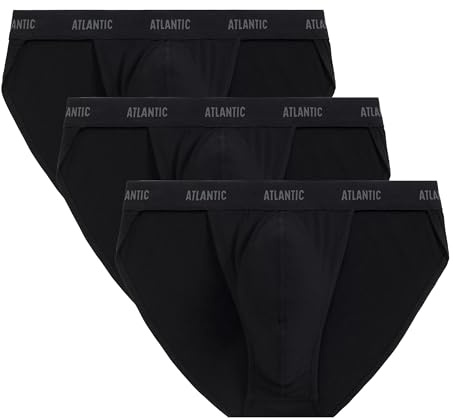 ATLANTIC UNDERWEAR 3er / 6er Pack Herren Tanga Slips, Schwarz XXL | Modern geschnittene Herren Unterhosen aus weicher, atmungsaktiver Baumwolle, Perfekter Sitz