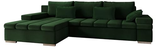 Mirjan24 Ecksofa Bangkok, Eckcouch mit Schlaffunktion und Bettkasten, Ecksofa für Wohnzimmer Gästezimmer Couch L-Form Wohnlandschaft (Manila 35, Ecksofa Links)