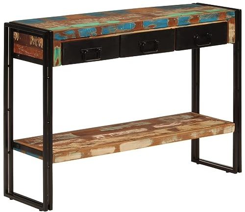 Table de Console en Bois Récupérée Solide avec 3 Tiroirs, étagère pour Banc de Travail en Bois, Décoration de la Maison