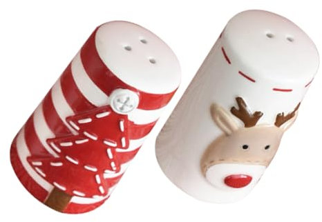 FUNNETOYU 2piezas Botes De y Pimienta Cerámicos Diseño Navideño Para Cocina Jarras De Especias y